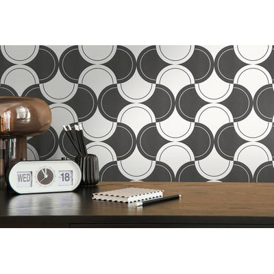 living walls "LIMITED – Retro Kreise" Retro Schwarz-Weiß geometrisch leicht strukturiert Kontrastreiche Kreise und Bögen im grafischen Seventies-Stil