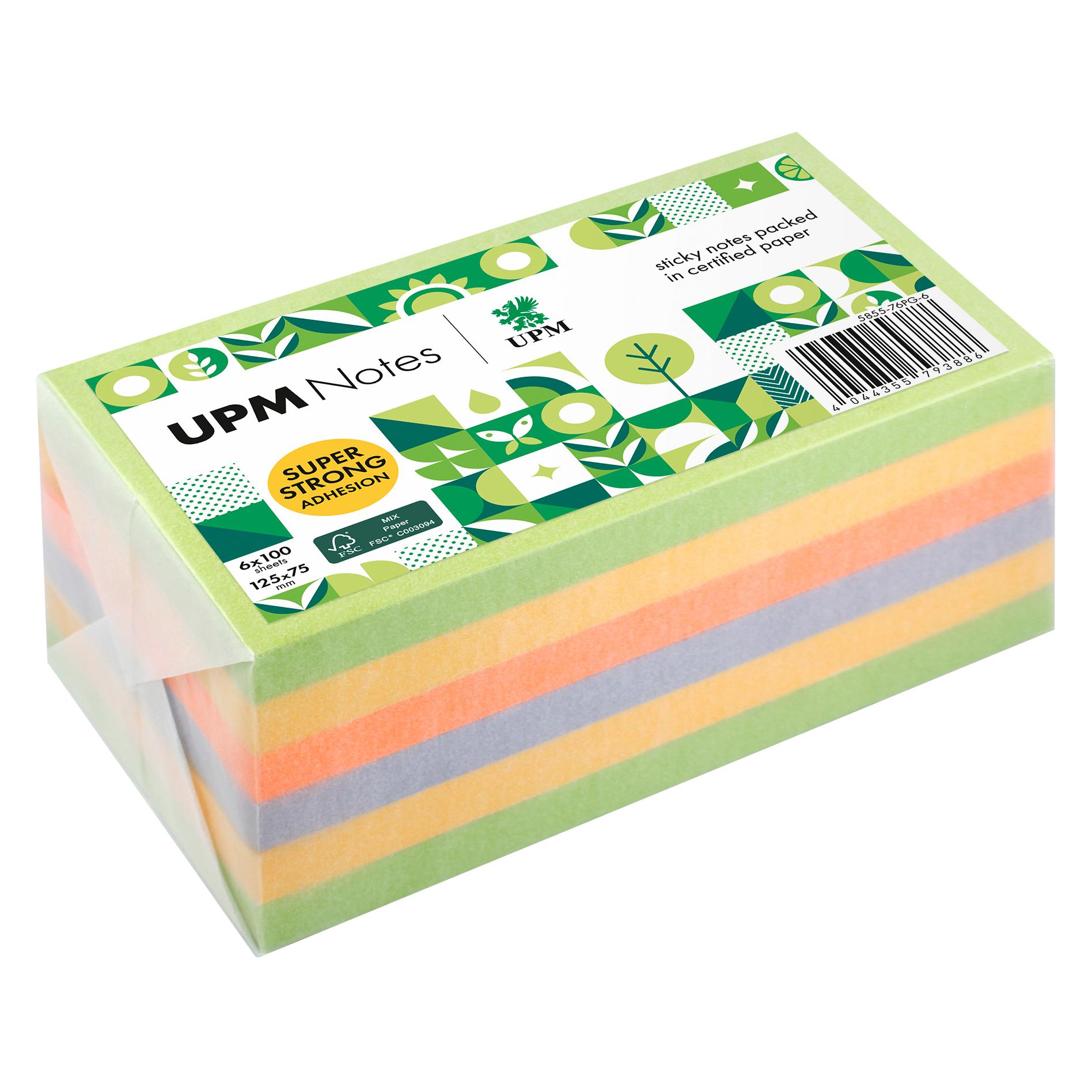 UPM Notes Haftnotiz 5855-76PG-6 Spring 125x75mm 100Bl. sort. 6St. (125 x 75 mm) (5855-76PG-6)