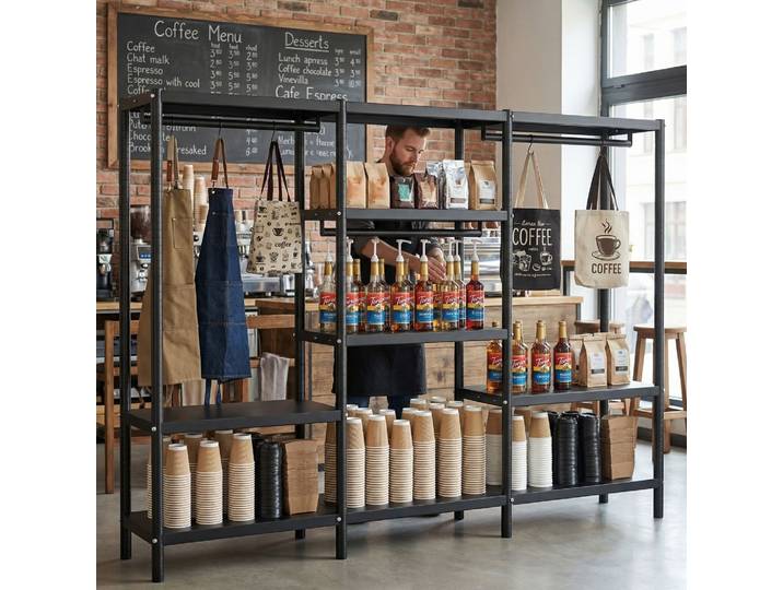Étagère métallique commerciale à 9 niveaux, support de rangement en acier robuste, étagère de présentation renforcée pour café, cuisine