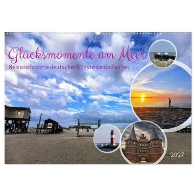 Glücksmomente am Meer - Sehnsuchtsorte deutscher Küstenlandschaften (Wandkalender 2027 DIN A2 quer), CALVENDO Monatskalender