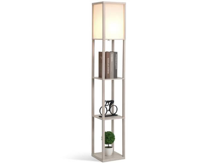 HOMCOM Lampadaire Étagère 3 Étagères 4 Niveaux 26 x 26 x 160 cm Chêne 4 Niveaux\, MDF