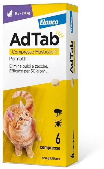 Elanco Adtab 12 Mg Gatti 0,5-2 Kg 6 Compresse Masticabili