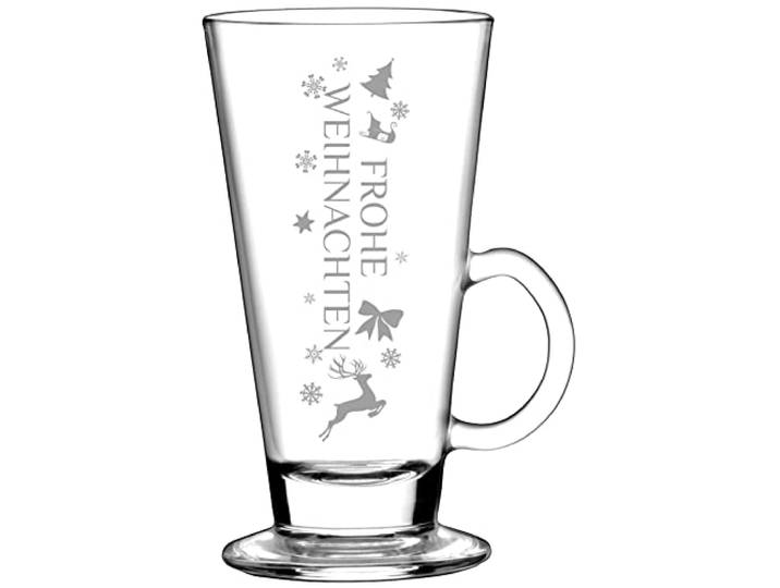 BergWald FROHE WEIHNACHTEN 24 Stück - 260ml Gläser mit Henkel Spülmaschinengeeignet - mit Lasergravur - Gastroglas 24er Set