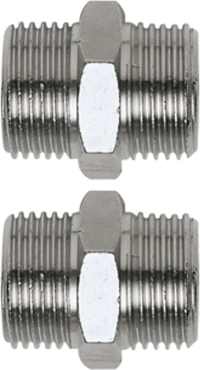 CriKo koppelstuk voor compressor - 1/4" buitendraad x 1/4" buitendraad - 2 stuks