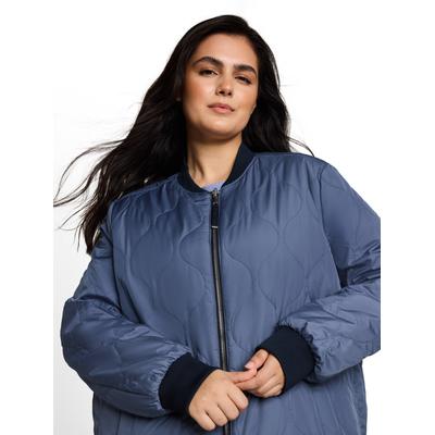 Langmantel TOM TAILOR PLUS, Damen, Gr. 46, sky captain blau, Web, Obermaterial: 100% Polyester, unifarben, lässig geschnitten ca. Mitte Oberschenkel, Rundhals, Bündchen, Mäntel, im Blouson-Stil / Große Größen