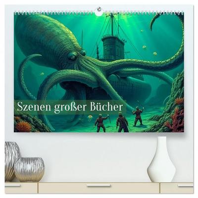 Vergessene Abenteuer - Szenen großer Bücher (hochwertiger Premium Wandkalender 2026 DIN A2 quer), Kunstdruck in Hochglanz