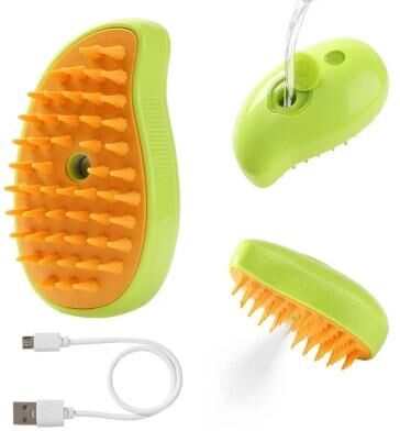 Uplifted Finds 3 in 1 Electric Steaming Spray Pet Grooming & Massage Brush green