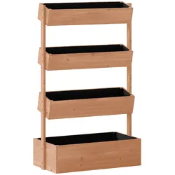 Outsunny 4-stufiges Hochbeet, 85 x 45 x 140 cm vertikaler Holz-Pflanzkasten für draußen mit Drainagelöchern und Vliesstoff-Einsatz für Kräuter, Blumen, Gemüse