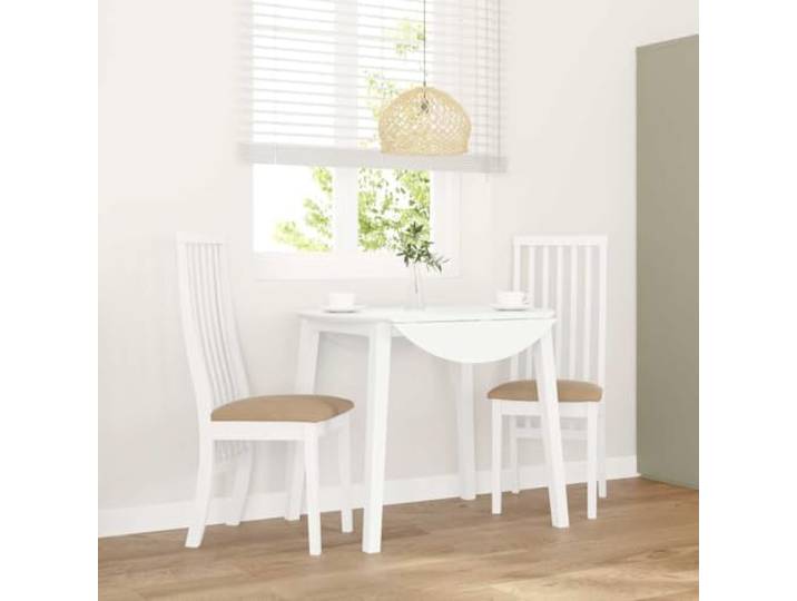 KTHLBRH Esszimmerstuehle mit Kissen 2 STK. Weiss Massivholz Gummibaum Ergonomische Form, stoßfestes Gummibaumholz, weiche Polsterkissen, vielseitig nutzbar