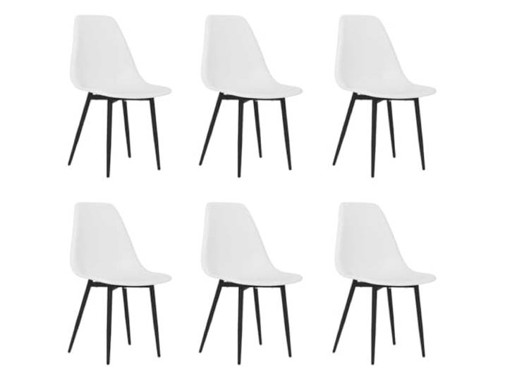 HKLGBVCR Esszimmerstühle, Weiß, Polypropylen, minimalistischer Stil, 6 Ergonomische gebogene Rückenlehne, stabile Metallbeine, leicht zu reinigendes Polypropylen, 110 kg pro Sitz