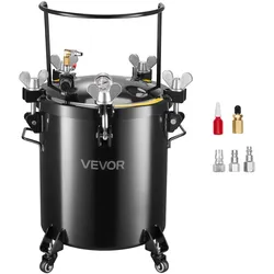 VEVOR Druckbehälter, 40 L Drucktank aus Stahl mit 3 Schnellkupplungen (EU/AU/US) für Heimgebrauch Heimwerkerarbeiten Kunstkreationen, Behälter mit großem Durchmesser & 4 Rollen