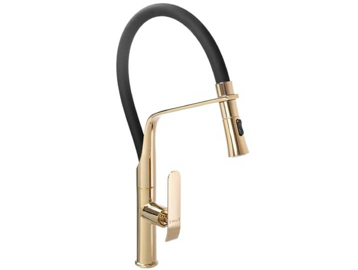 Rea Küchenarmatur CASTOR GOLD Wasserhahn Küche aus Messing 360° Drehung Armatur Küchenspüle Mischbatterie Spültischarmatur (Gold)