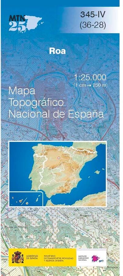 Carte topographique de l'Espagne n° 0345.4 - Roa   CNIG - 1/25 000