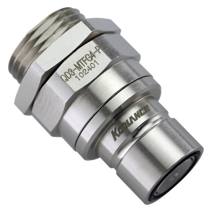 Koolance QD3 Schnellverschluss mit Schott gerade männlich G1/4 Zoll IG - no-spill, silber (QD3-MTFG4-P)