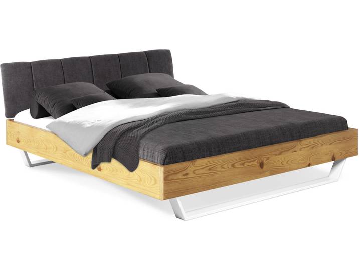 CURBY Kufenbett mit gestepptem Kopfteil, Material Massivholz
