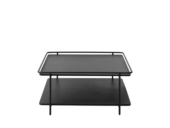 Table basse carrée 2 plateaux en métal 75x75cm - noir