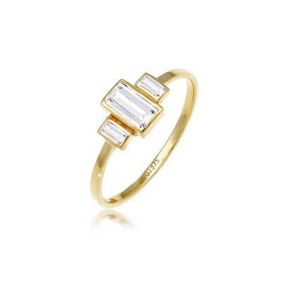 Verlobungsring ELLI PREMIUM "Verlobungsring Topas Weiß 375 Gelbgold" Gr. 54, gold, Fingerringe, Damen, 54mm, Gelbgold 375, 1,5mm, Verlobungsring