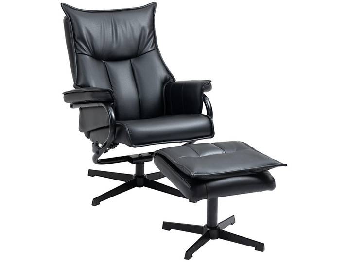 Homcom Relaxsessel, Kunstleder, Stahl, Schwarz, Kunststoff, 84x101x75 cm, Wohnzimmer, Sessel, Relaxsessel
