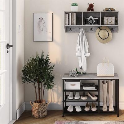No Coat Rack Shoe Bench Set Entryway Hall Tree with Bench Shoe - 11.81 x 31.5 x 70.87 inches