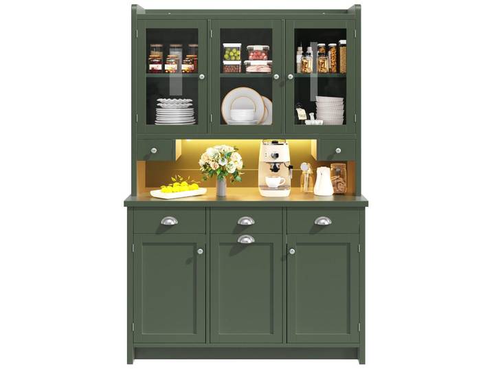 Flieks Küchenschrank LED App 180x120Cm Glastüren Grün, 120x180x40 cm, Küchen, Küchenmöbel, Küchenschränke, Geräteumbauschränke