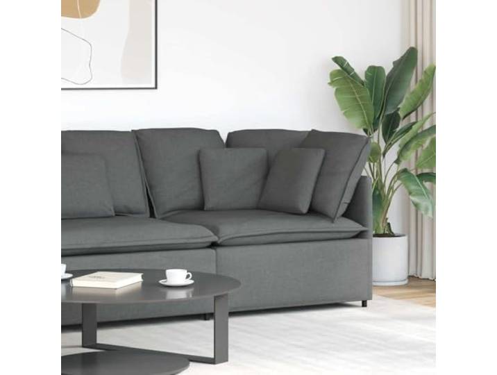 HKQWPBF Modulares Sofa Eckmodul mit Kissen Dunkelgrau 100 cm Stoffpolsterung, Schaumstofffüllung, Metallrahmen, Textilene-Sitzfläche, modulares System