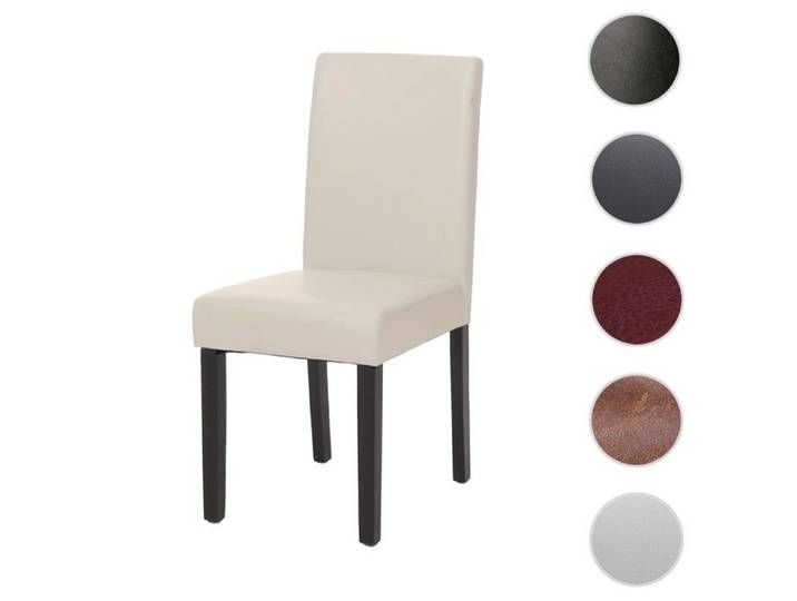 Chaise de salle à manger Littau similicuir blanc pieds foncés