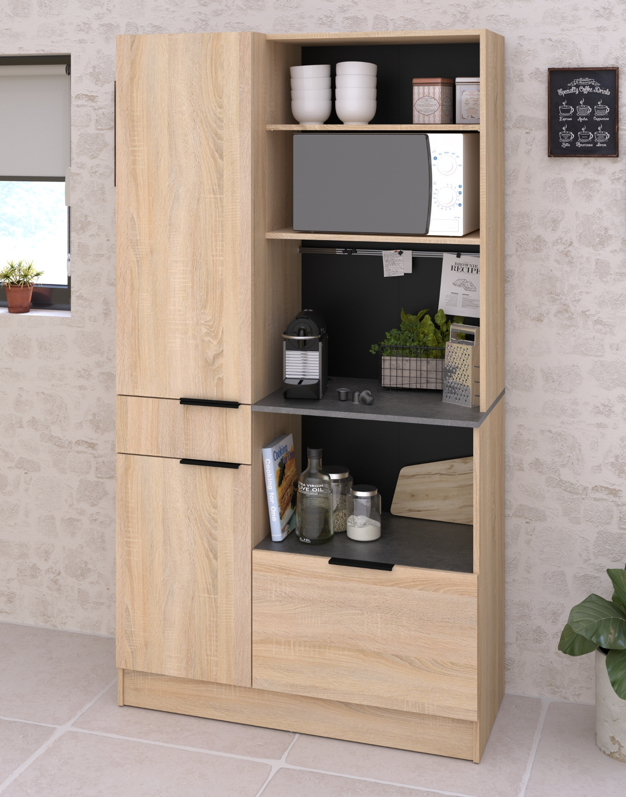 Parisot Buffet "Fumay" Eiche und Beton grau Küche Buffetschrank 100 x 186 cm