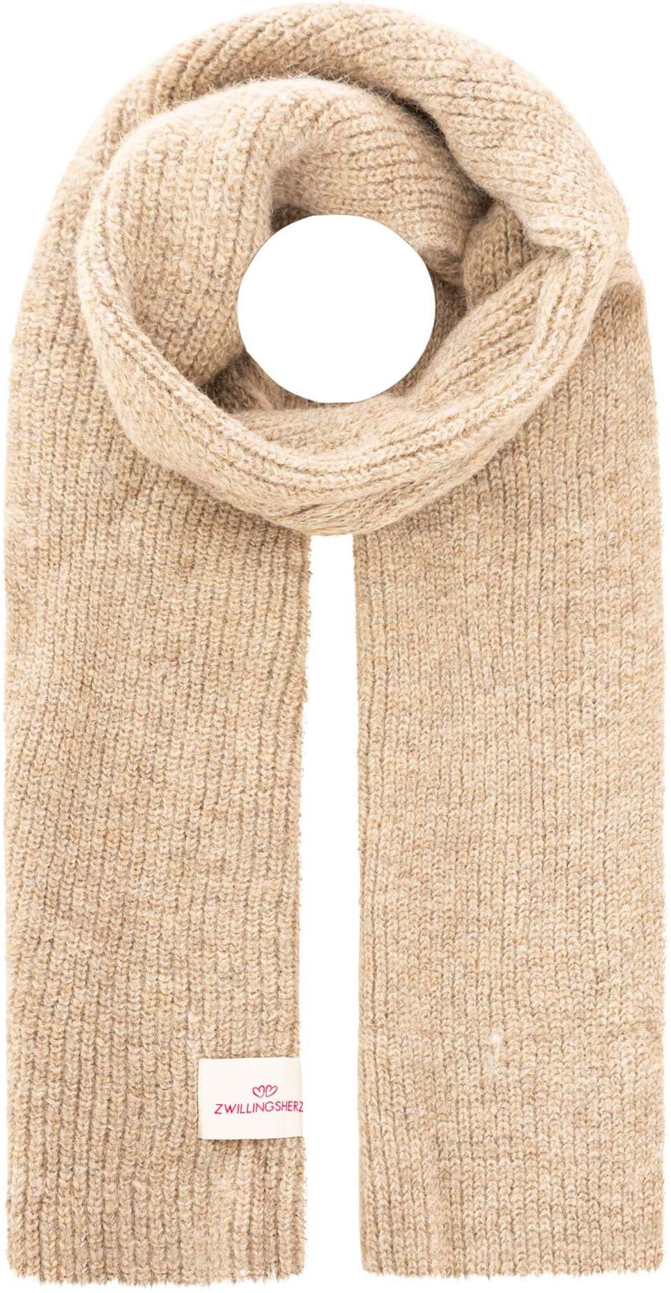 Strickschal ZWILLINGSHERZ "Zwillingsherz Patch", Damen, hellgrau, Strick, Materialmix, unifarben, Modetücher Strickschal, gerippt, mit Wolle und Patch hellgrau Einheitsgröße