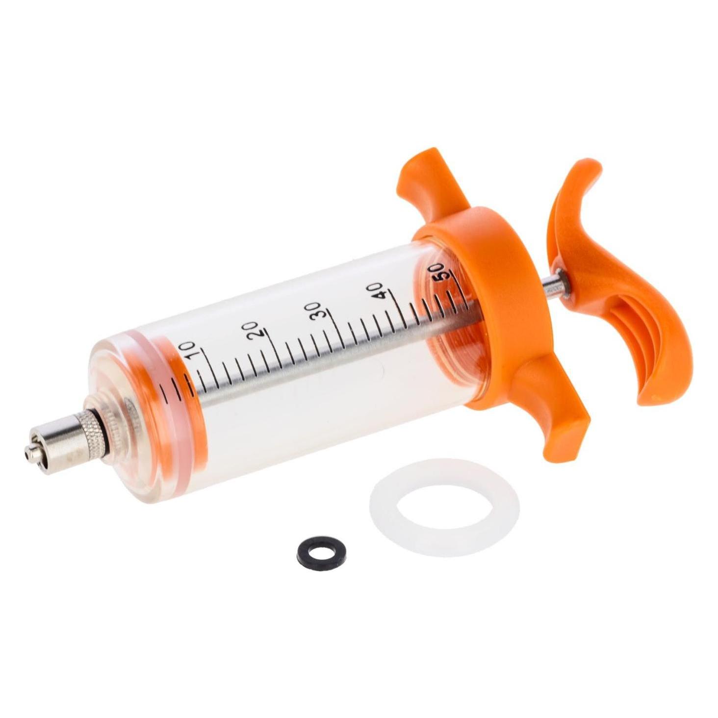 Kerbl Dosierspritze, Injektionsspritze, Mehrwegspritze, orange, Nylon, TPX, Edelstahl, 50ml, Luer-Lo (23427)