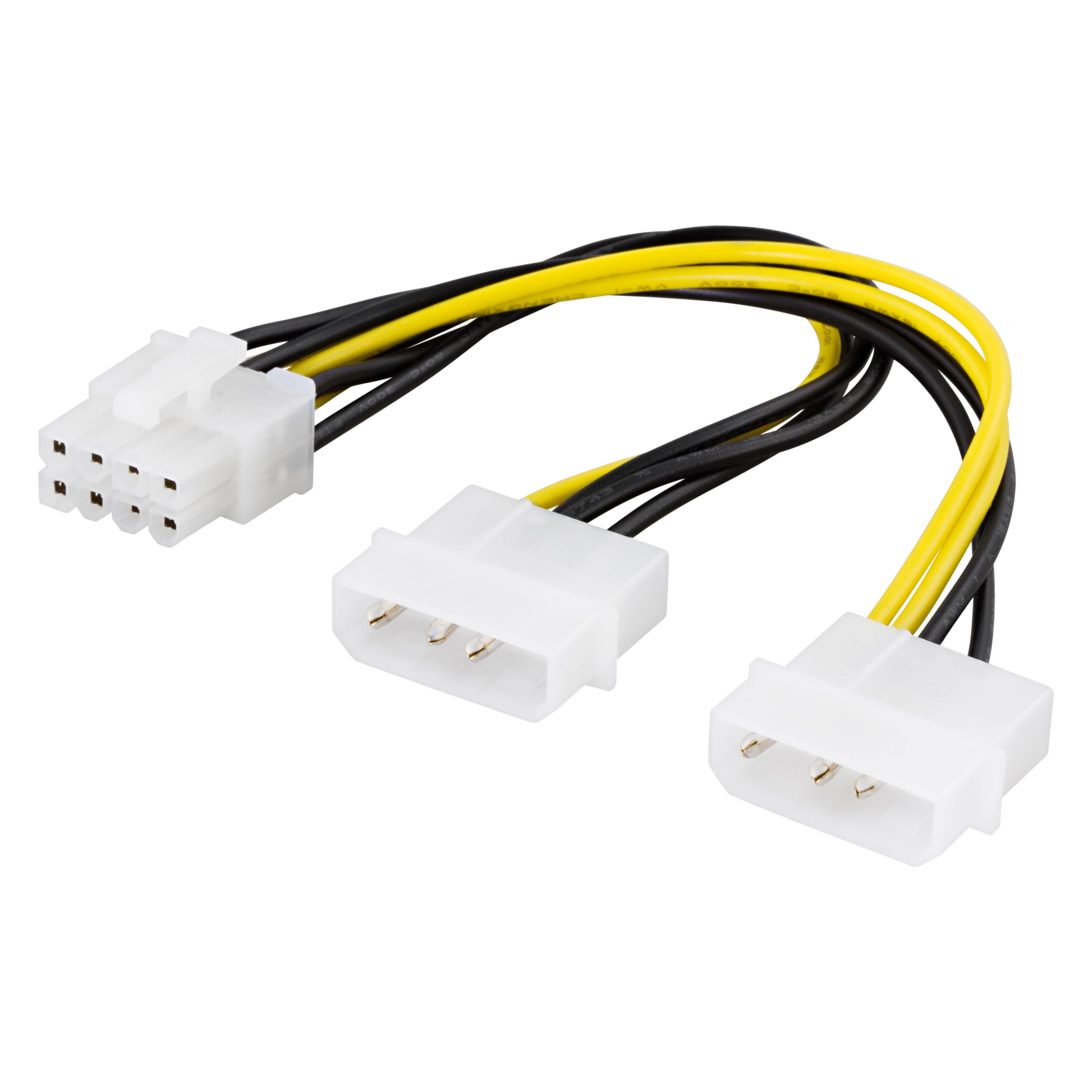 Deltaco Adapter Strömadaper 2x Molex->8-pin PCI-Express 30cm (30 cm, 8 pin PCI-Express) (SSI-62)