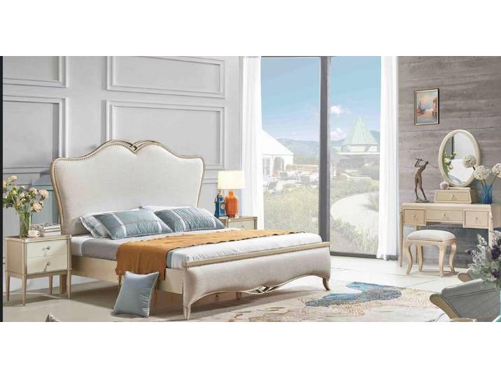 Xlmoebel Polsterbett Doppelbett in Weiß mit gepolstertem Design für hohen Komfort (Doppelbett, Bett), Hergestellt in Europa