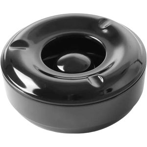 Hendi Aschenbecher schwarz, für Indoor & Outdoor, mit Deckel, Tischascher aus Melamin, 15 x 6 cm, stapelbar, 1 Liter