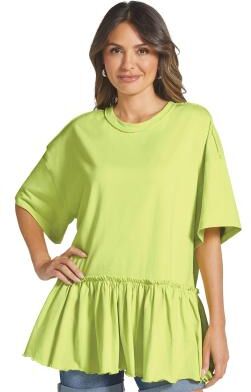 Masseys Lifestyle Ruffle Tunic Casual in Wild Lime, Size 3X, Cotton