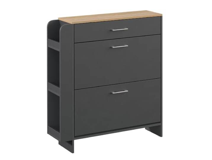 Vicco Schuhschrank Movino, Anthrazit/Eiche, 88.4 x 101.6 cm mit offenen und geschlossenen Fächern, zur Aufbewahrung von Schuhen und Accessoires geeignet