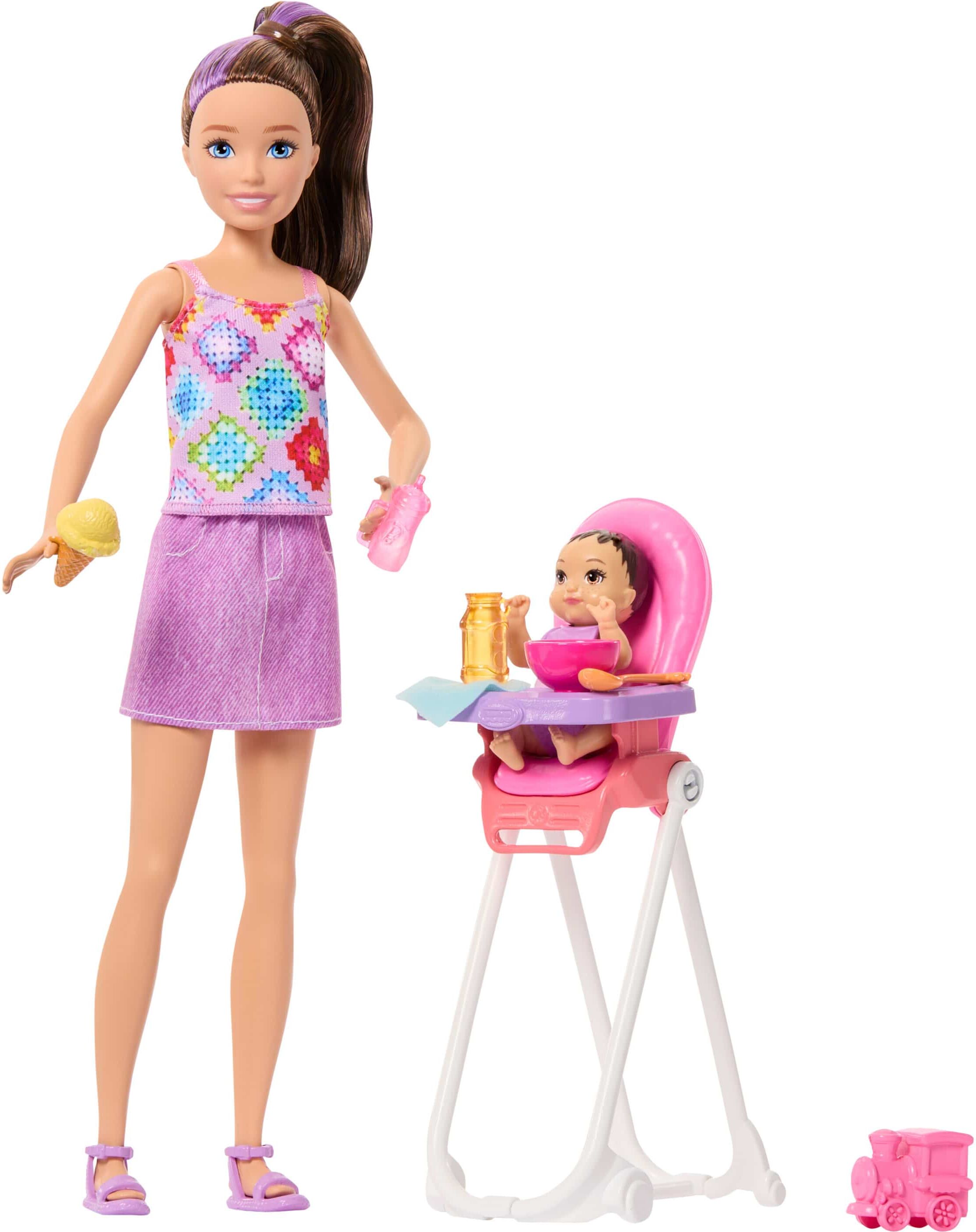 Mattel Family And Friends Barbie Fashion Doll Highchair Playset for Kids - Imaginative Play