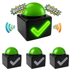 Relaxdays Buzzer mit Sound und Licht 4er Set Grün,Schwarz