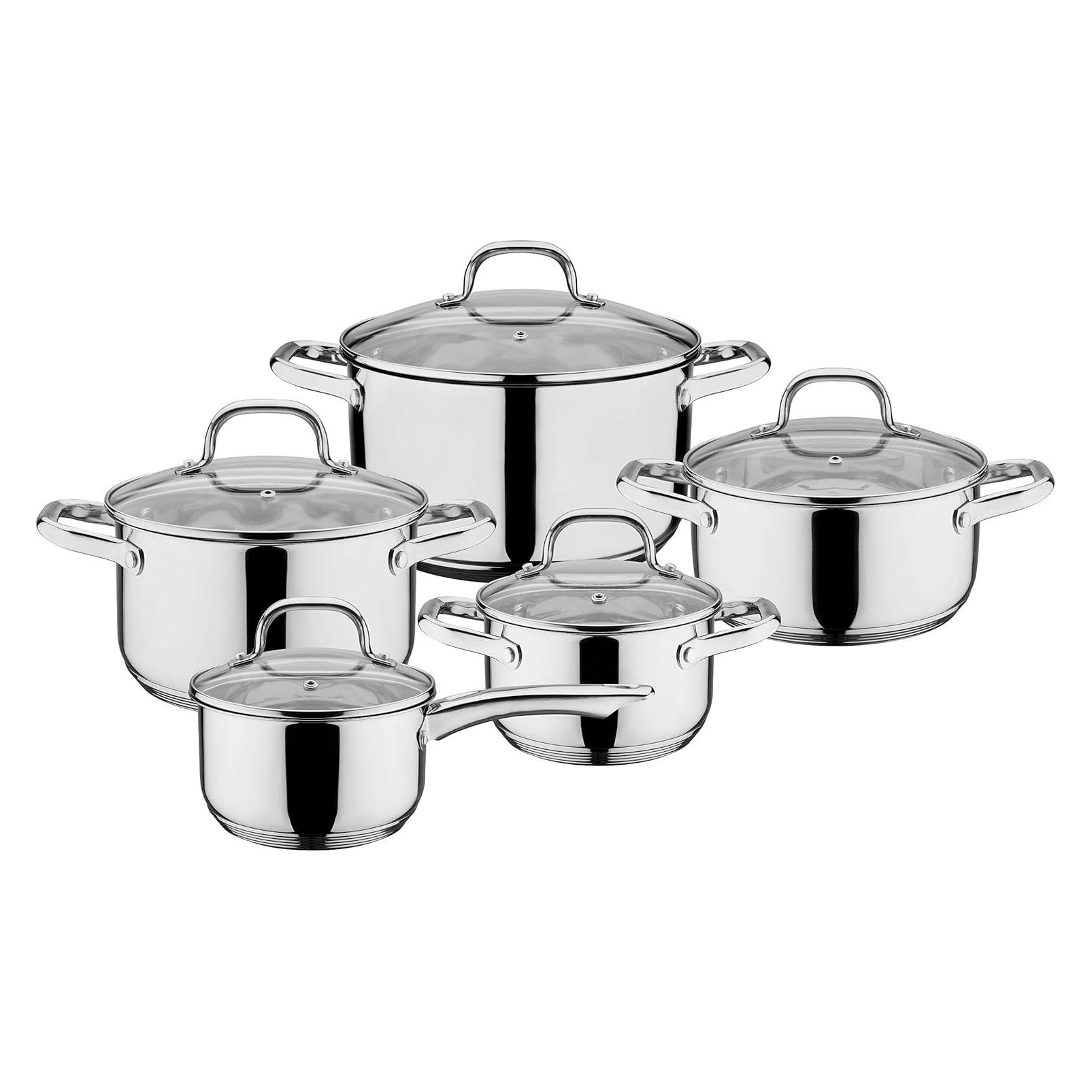 GSW Topfset TRENTINO 5-teilig Edelstahl mit Glasdeckeln INDUKTION (806787)
