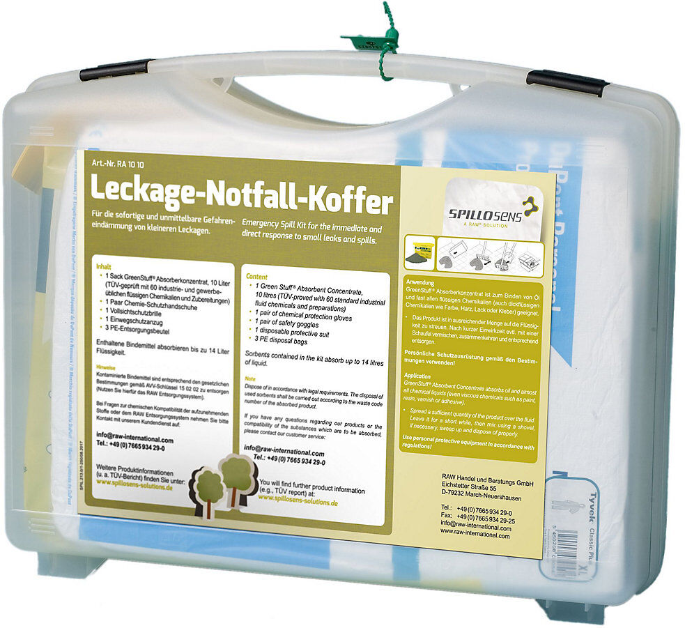 kaiserkraft Umwelt-Notfall-Koffer, Absorberkonzentrat universal, HxBxT 360 x 450 x 140 mm