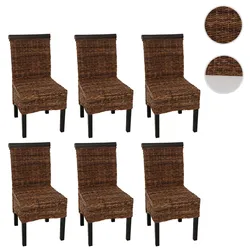 6er-Set Esszimmerstuhl Korbstuhl M45 Stuhl Bananengeflecht ~ dunkel, ohne Kissen