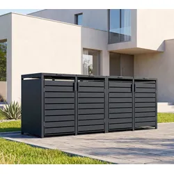 Westmann Metall Mülltonnenbox 4er Kubus | 4x240 L | Anthrazit | 264x80x116 cm - Anthrazit