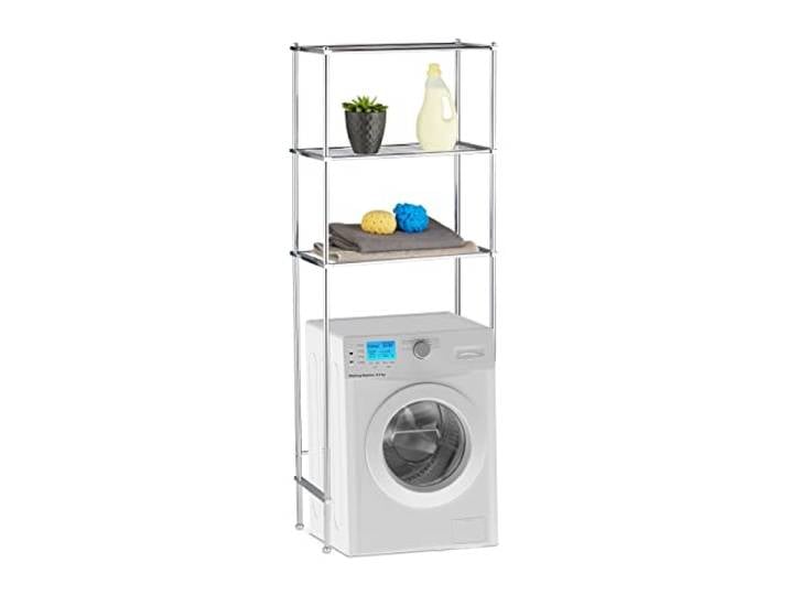 Relaxdays Etagère Machine à Laver\, Etagère WC\, 3 étages\, argenté armoire de machine à laver chrome\, HLP 162 x 63 x 30