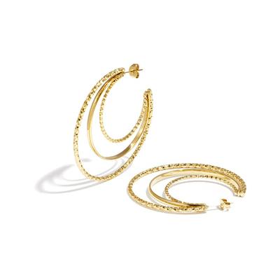 Paar Creolen ADELIA´S "LIVAYA Ohrringe Creolen mit dreifachem Kreisdesign aus Edelstahl", Damen, Gr. Damen, Edelstahl, gold (goldfarben), Ohrringe, Stylisch durch drei ineinander angeordnete Kreisringe
