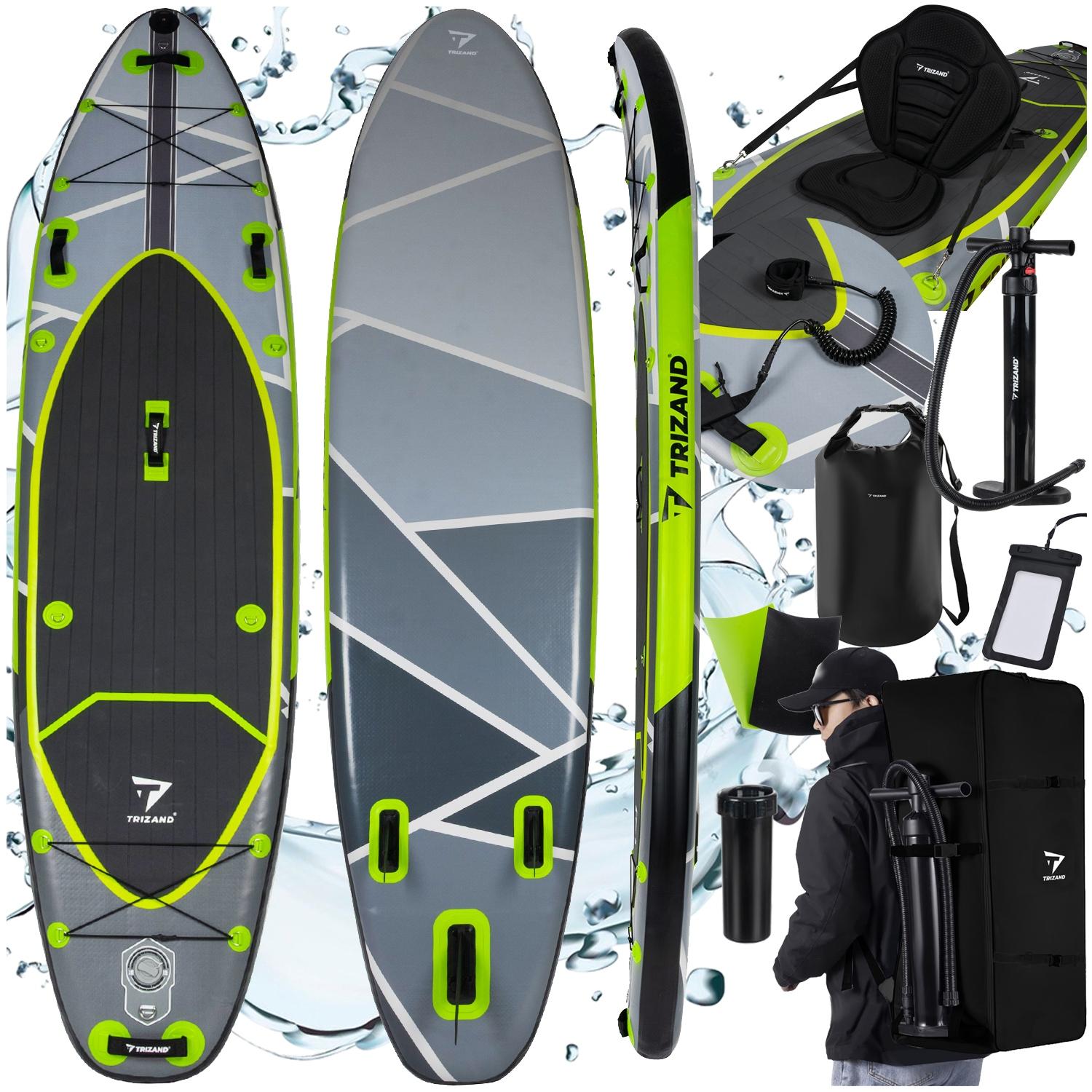 Trizand SUP-Board, 335 cm, mit Paddel, Sitz, Pumpe und Transporttasche