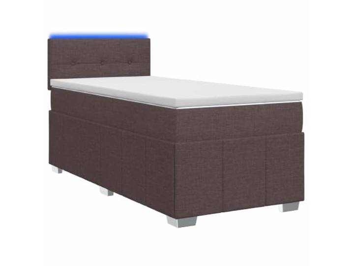 KTHLBRH Boxspringbett mit Matratze Dunkelbraun 100 x 200 cm Mehrfarbige LED-Lichter, verstellbares Kopfteil, technisches Holz, Taschenfedern, mittlere Härte, waschbare Bezüge