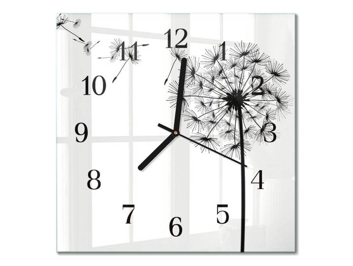 Tulup Wanduhr aus Glas 30x30 cm - Löwenzahn, Schwarz, Quadratisch, 30x30x0.4 cm, Dekoration, Uhren, Wanduhren