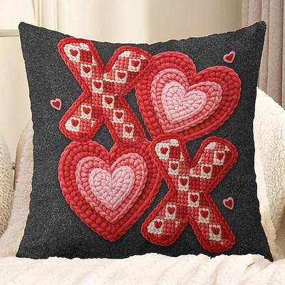 Valentinstag-Kissenbezug mit 2D-Flachdruck, rotes Herz von Pfeil getroffen, romantisches Valentinstagsgeschenk, dekorativer Kissenbezug für Sofa, Bett oder Stuhl