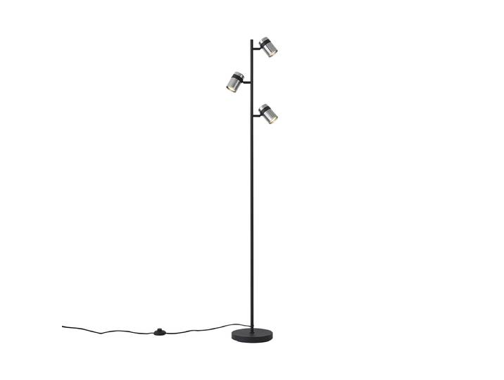 Lampadaire moderne noir avec verre fumé 3 lumières rotatif et