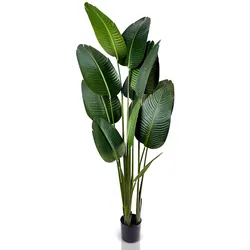 IvoQ Strelitzia Kunstpflanze 180 cm - Große Paradiesvogelpflanze im Topf - Lebensechte Zimmerpflanze für Innen