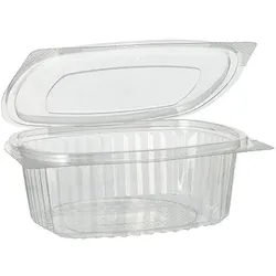 Starpak 50 Feinkost- und Salatschalen mit Klappdeckel, R-PET oval 500 ml 5,5 cm x 12,4 cm x 15 cm klar