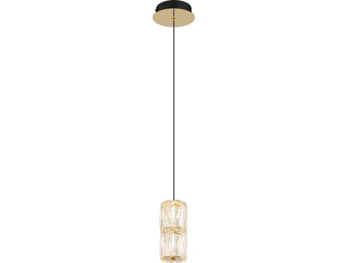 Suspension LED\, cristaux de verre\, or antique\, H 150 cm